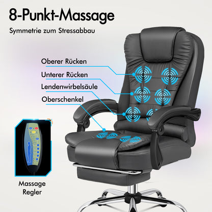 ALFORDSON Massage-Bürostuhl Beheizter Chef-Computersitz Grau