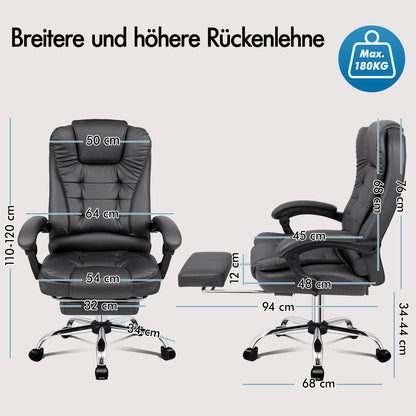 ALFORDSON Massage-Bürostuhl Beheizter Chef-Computersitz Grau