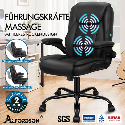 ALFORDSON Massage Bürostuhl Executive Computer Gaming Sitz PU Leder Schwarz