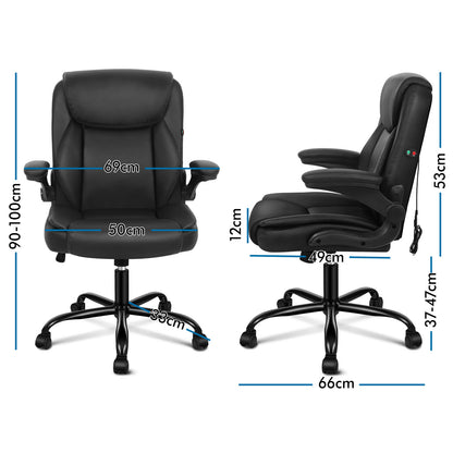 ALFORDSON Massage Bürostuhl Executive Computer Gaming Sitz PU Leder Schwarz