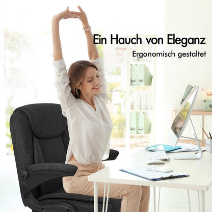 ALFORDSON Massage Bürostuhl Chefsessel Computerstuhl Gamingstuhl Stoff Schwarz