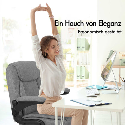 ALFORDSON Massage Bürostuhl Chefsessel Computerstuhl Gamingstuhl Stoff Grau