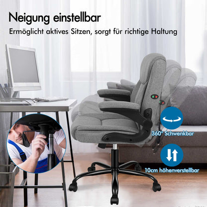 ALFORDSON Massage Bürostuhl Chefsessel Computerstuhl Gamingstuhl Stoff Grau