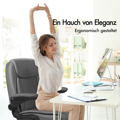 ALFORDSON Massage Bürostuhl Executive Computer Gaming Sitz PU Leder Grau