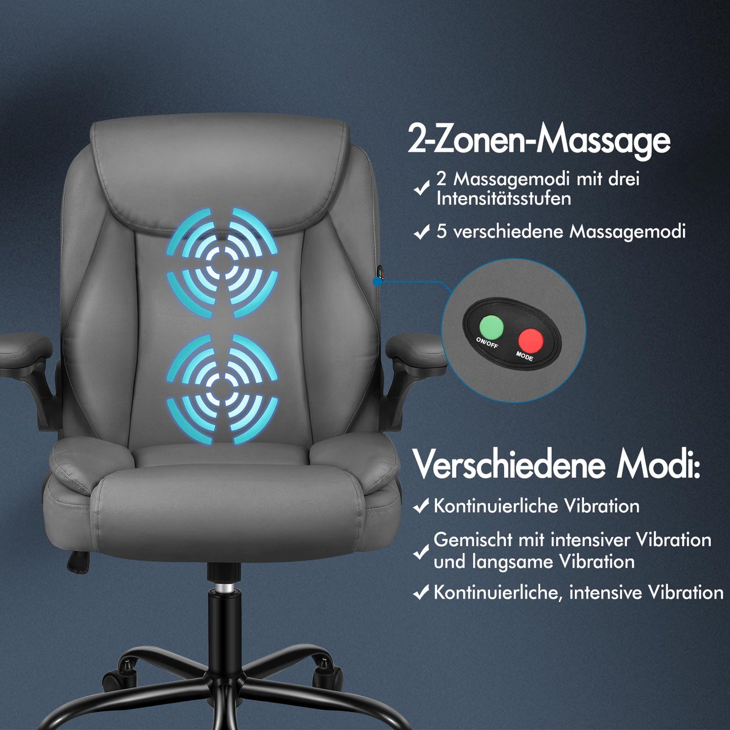 ALFORDSON Massage Bürostuhl Executive Computer Gaming Sitz PU Leder Grau