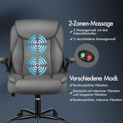 ALFORDSON Massage Bürostuhl Executive Computer Gaming Sitz PU Leder Grau