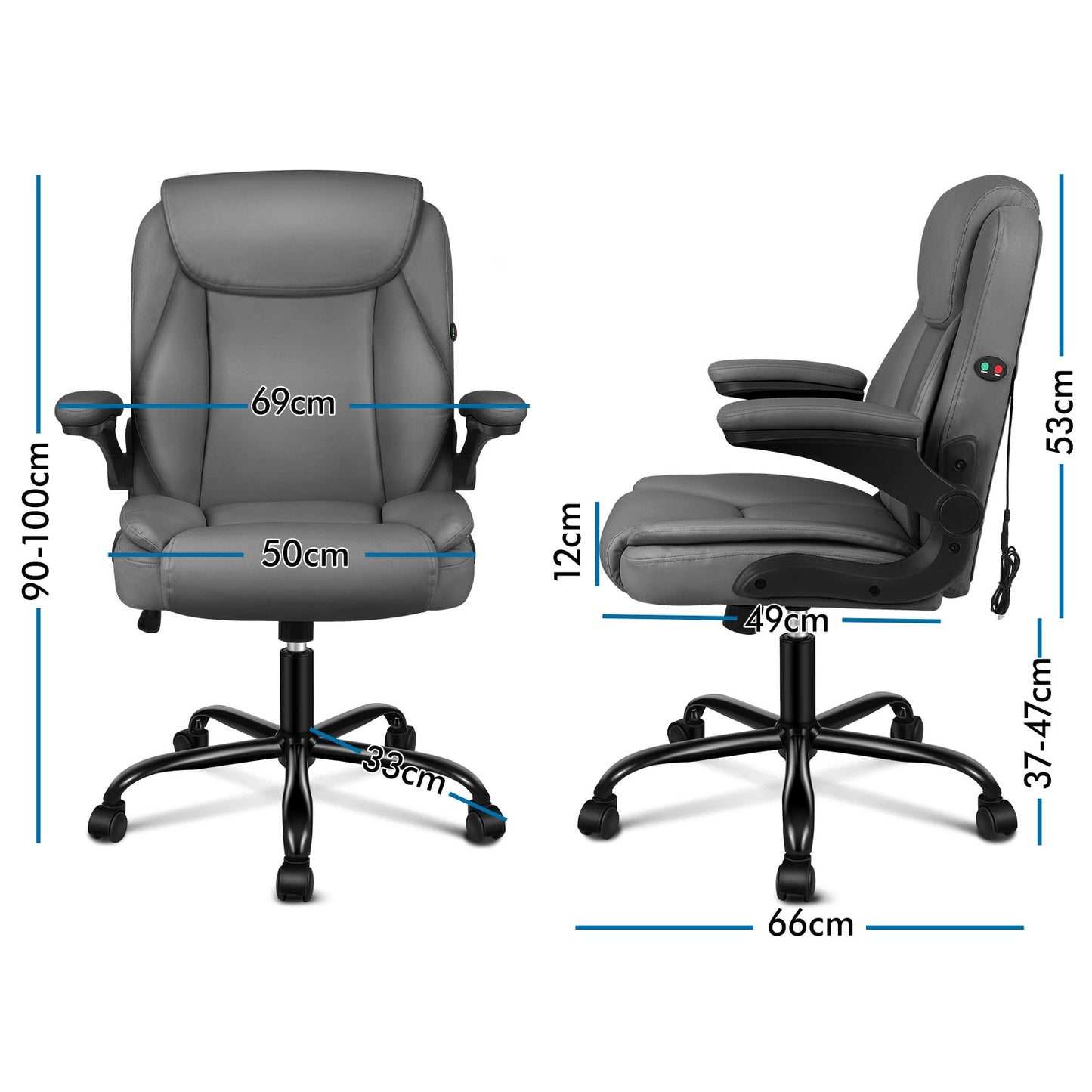 ALFORDSON Massage Bürostuhl Executive Computer Gaming Sitz PU Leder Grau