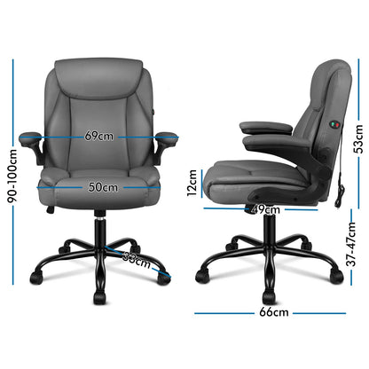 ALFORDSON Massage Bürostuhl Executive Computer Gaming Sitz PU Leder Grau