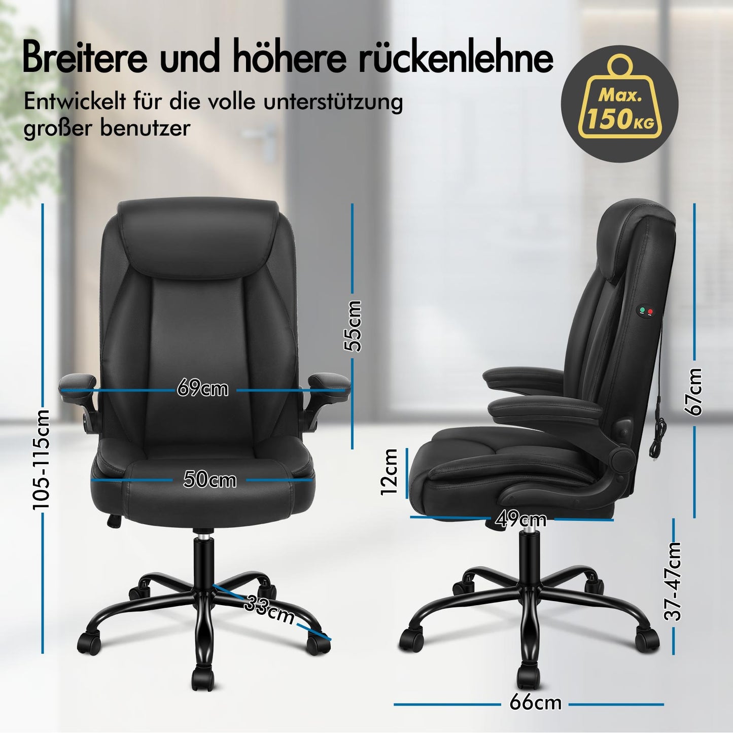 ALFORDSON Massage Bürostuhl Ergonomischer Executive Computer Gaming PU Leder