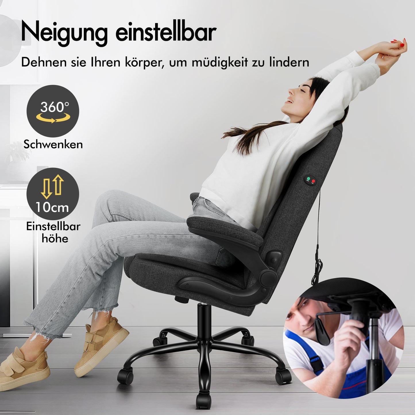 ALFORDSON Massage Bürostuhl Ergonomischer Executive Computer Gaming Stoff Schwarz