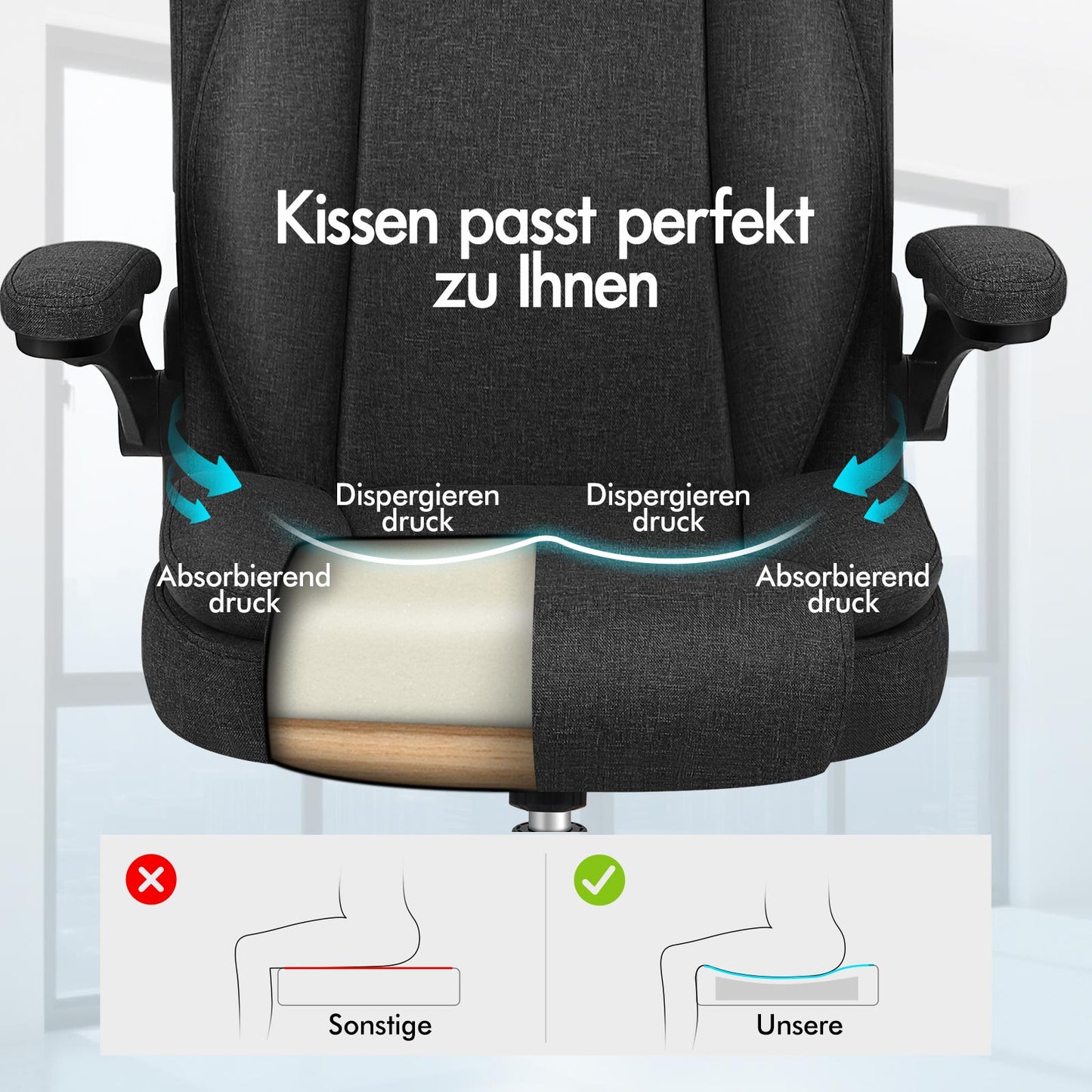 ALFORDSON Massage Bürostuhl Ergonomischer Executive Computer Gaming Stoff Schwarz