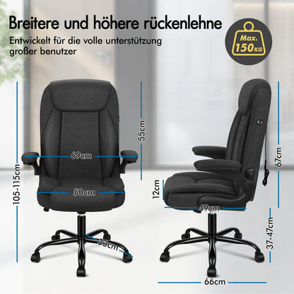 ALFORDSON Massage Bürostuhl Ergonomischer Executive Computer Gaming Stoff Schwarz