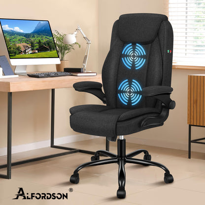 ALFORDSON Massage Bürostuhl Ergonomischer Executive Computer Gaming Stoff Schwarz