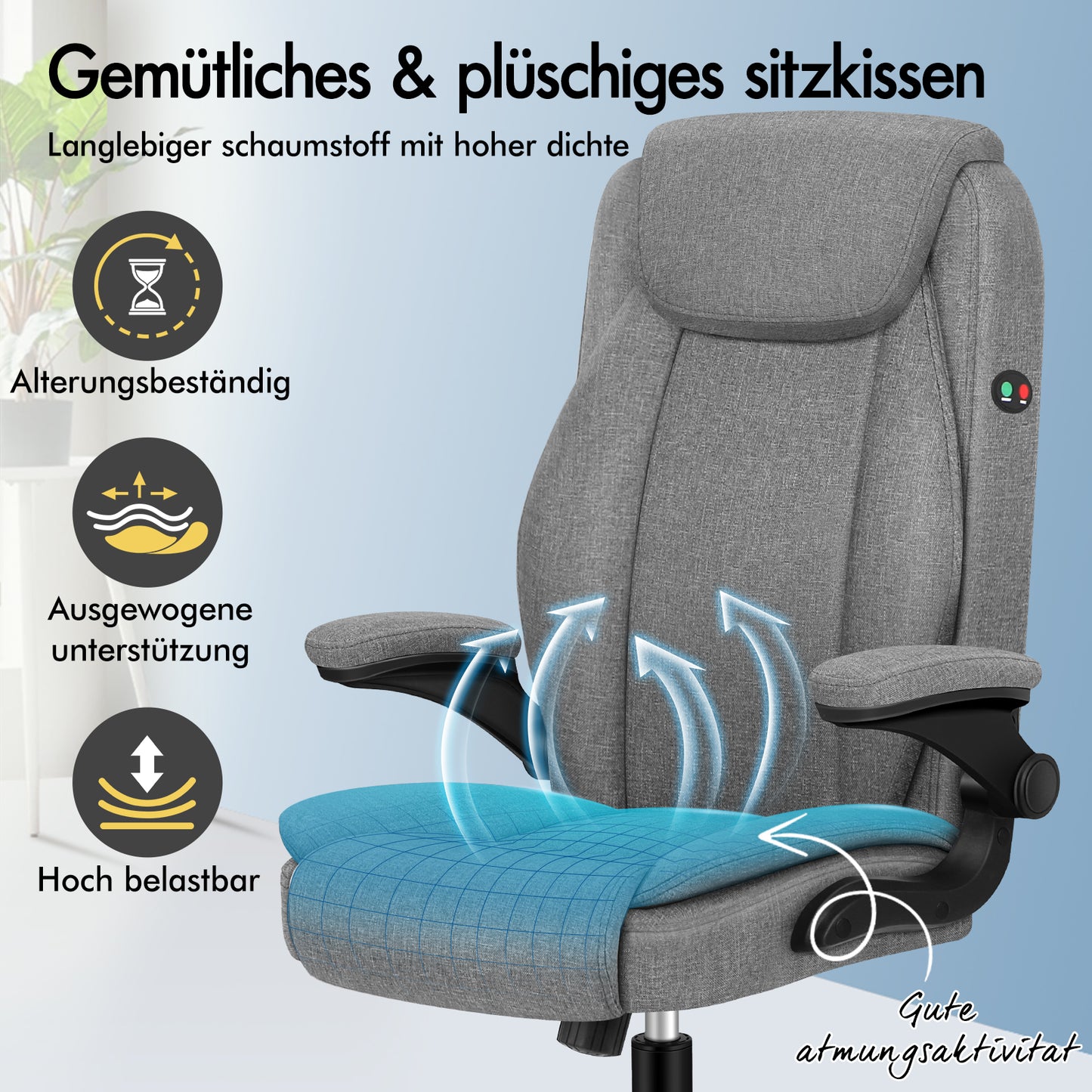 ALFORDSON Massage Bürostuhl Ergonomischer Executive Computer Gaming Stoff Grau