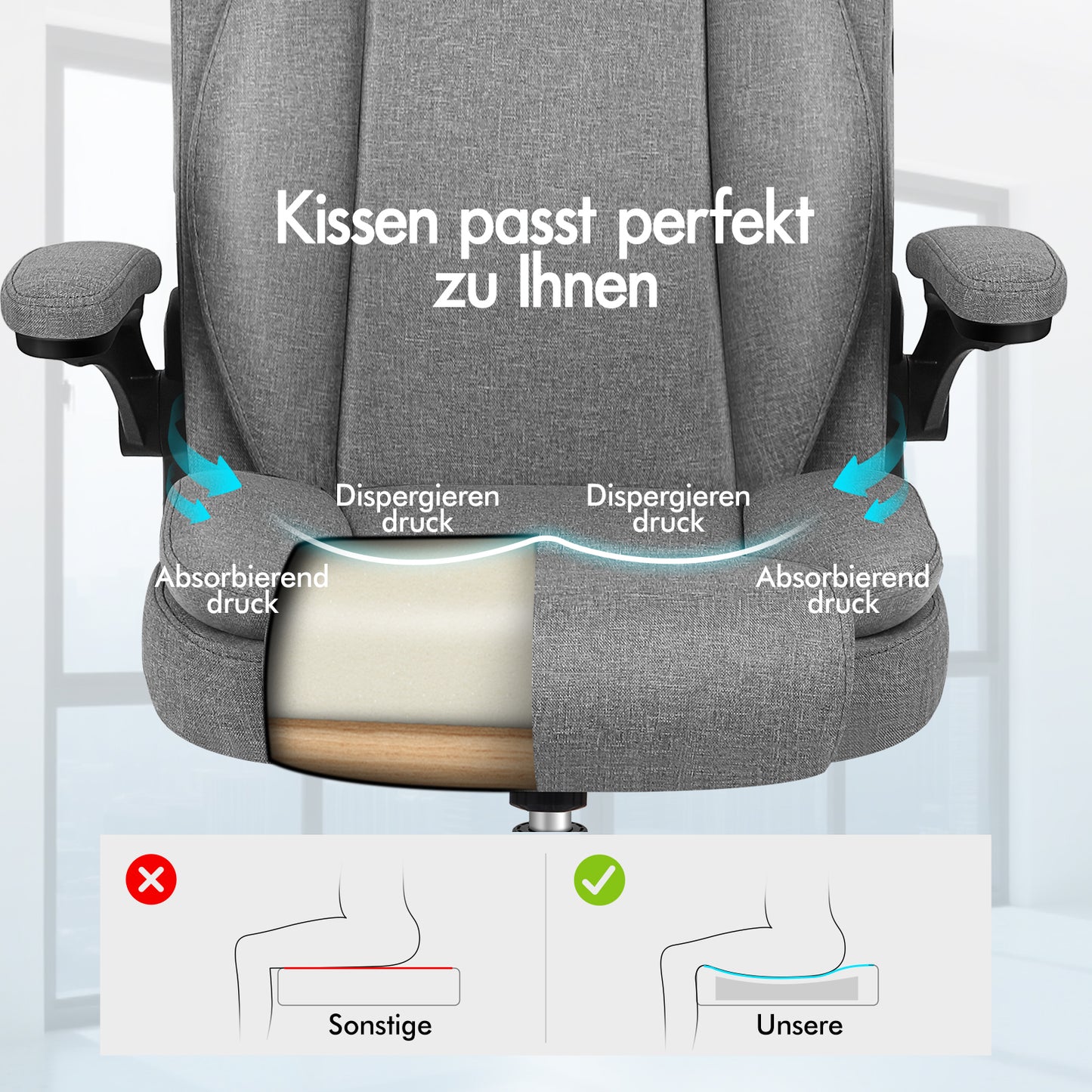 ALFORDSON Massage Bürostuhl Chefsessel Gepolstert Computerstuhl Gaming-Sitz