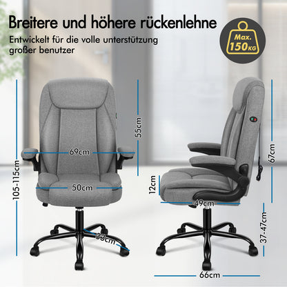 ALFORDSON Massage Bürostuhl Ergonomischer Executive Computer Gaming Stoff Grau
