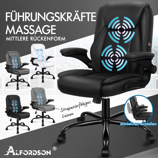 ALFORDSON Massage Bürostuhl Executive Gaming Racing Sitz PU-Leder/ Leinenstoff