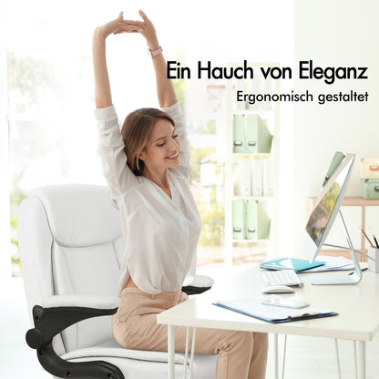 ALFORDSON Massage Bürostuhl Executive Computer Gaming Sitz PU Leder Weiß