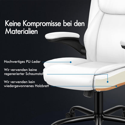 ALFORDSON Massage Bürostuhl Executive Computer Gaming Sitz PU Leder Weiß