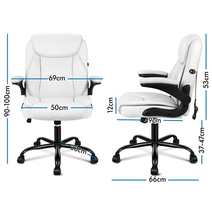 ALFORDSON Massage Bürostuhl Executive Computer Gaming Sitz PU Leder Weiß