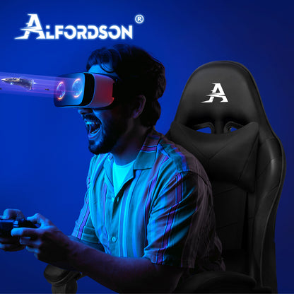 ALFORDSON Gaming Chair Office Massage Computer Racing Seat PU Leather Black 