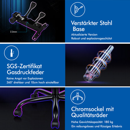 ALFORDSON Gaming Stuhl Büro Massage Computer Racing Sitz PU Leder Blau&Weiß