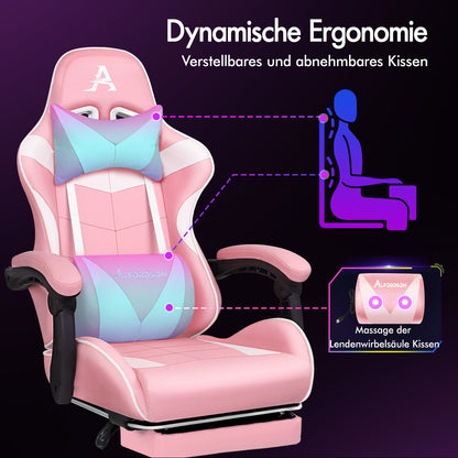 ALFORDSON Gaming Chair Office Massage Computer Racing Seat PU Leather Pink 