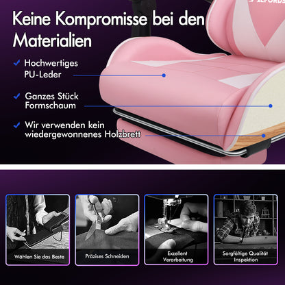 ALFORDSON Gaming Chair Office Massage Computer Racing Seat PU Leather Pink 