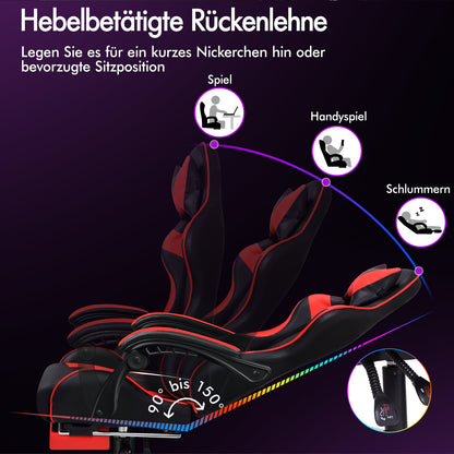 ALFORDSON Gaming Stuhl Büro Massage Computer Racing Sitz PU Leder Rot