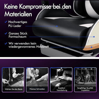 ALFORDSON Gaming Stuhl Büro Massage Computer Racing Sitz PU Leder Weiß