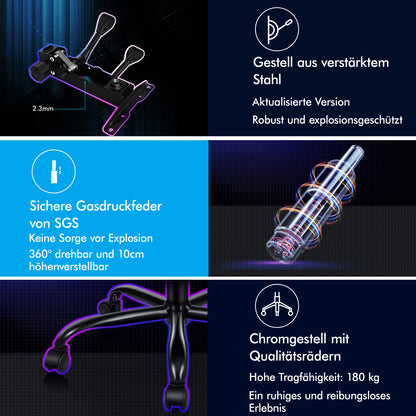 ALFORDSON Gaming Stuhl Bürostuhl Racing Stuhl Fußstütze Sitz PU Leder Schwarz