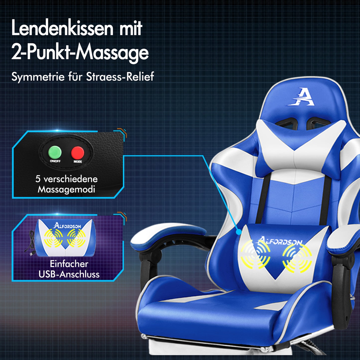 ALFORDSON Gaming Stuhl Büro Executive Racing Fußstütze Sitz PU Leder Mehrere
