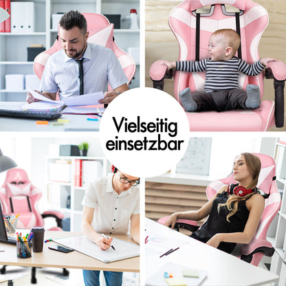 ALFORDSON Gaming Stuhl Bürostuhl Racing Stuhl Fußstütze Sitz PU Leder Rosa