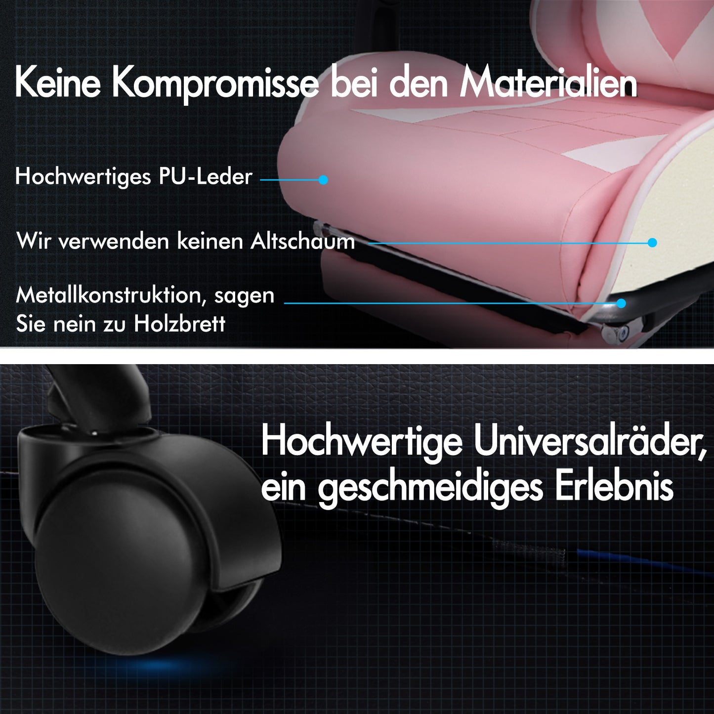 ALFORDSON Gaming Stuhl Bürostuhl Racing Stuhl Fußstütze Sitz PU Leder Rosa