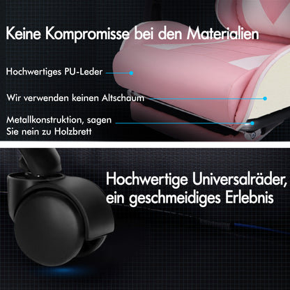 ALFORDSON Gaming Stuhl Bürostuhl Racing Stuhl Fußstütze Sitz PU Leder Rosa