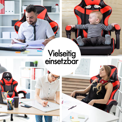 ALFORDSON Gaming Stuhl Bürostuhl Racing Stuhl Fußstütze Sitz PU Leder Rot