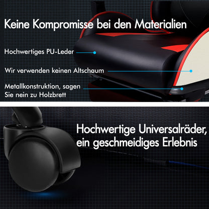 ALFORDSON Gaming Stuhl Bürostuhl Racing Stuhl Fußstütze Sitz PU Leder Rot