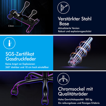 ALFORDSON Gaming Stuhl Büro Massage 12 RGB LED Computer Sitz PU Leder Schwarz