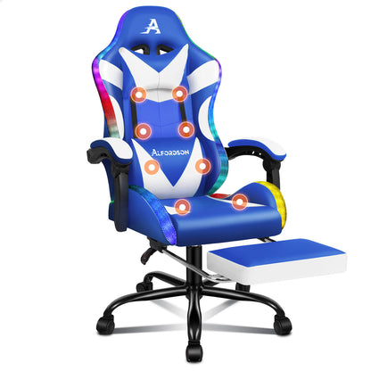 ALFORDSON Gaming Stuhl Büro Massage 12 RGB LED Computer Sitz PU Leder