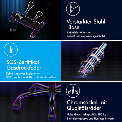 ALFORDSON Gaming Stuhl Büro Massage 12 RGB LED Computer Sitz PU Leder Cyan