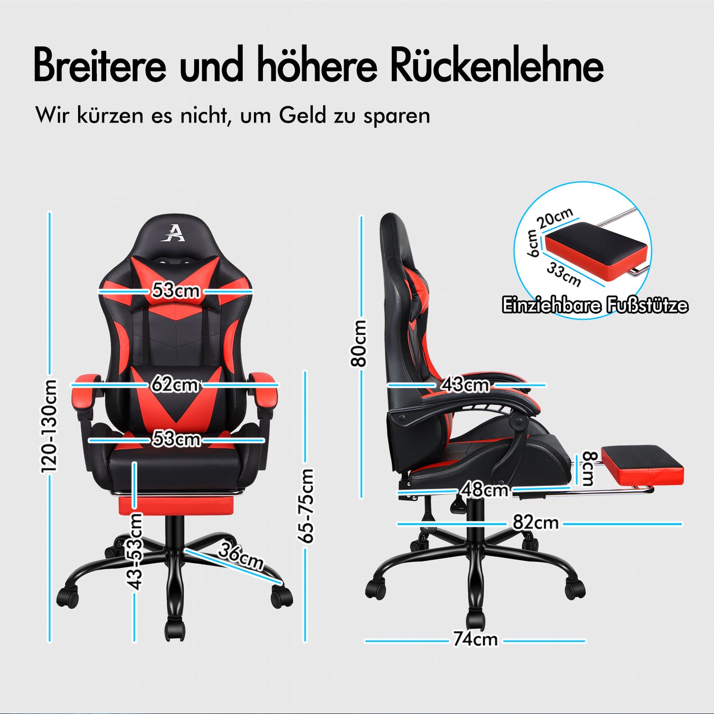 ALFORDSON Gaming Stuhl Büro Massage 12 RGB LED Computer Sitz PU Leder