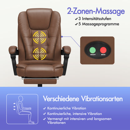 ALFORDSON Massage-Bürostuhl mit Fußstütze, Executive-Gaming-Sitz, PU-Leder