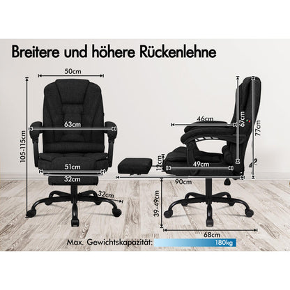 ALFORDSON Massage Bürostuhl mit Fußstütze Executive Gaming Sitz