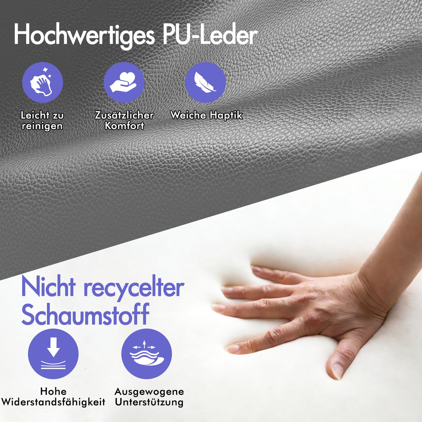 ALFORDSON Massage-Bürostuhl mit Fußstütze, Executive-Gaming-Sitz, PU-Leder Grau