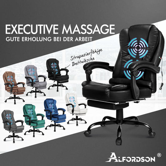ALFORDSON Massage Bürostuhl mit Fußstütze Executive Gaming Sitz