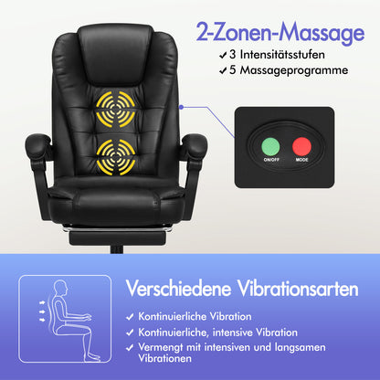 ALFORDSON Massage-Bürostuhl mit Fußstütze, Executive-Gaming-Sitz, PU-Leder