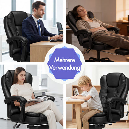 ALFORDSON Massage-Bürostuhl mit Fußstütze, Executive-Gaming-Sitz, PU-Leder