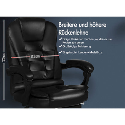 ALFORDSON Massage-Bürostuhl mit Fußstütze, Executive-Gaming-Sitz, PU-Leder