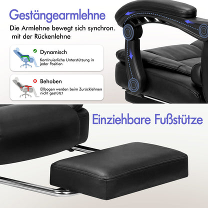 ALFORDSON Massage-Bürostuhl mit Fußstütze, Executive-Gaming-Sitz, PU-Leder