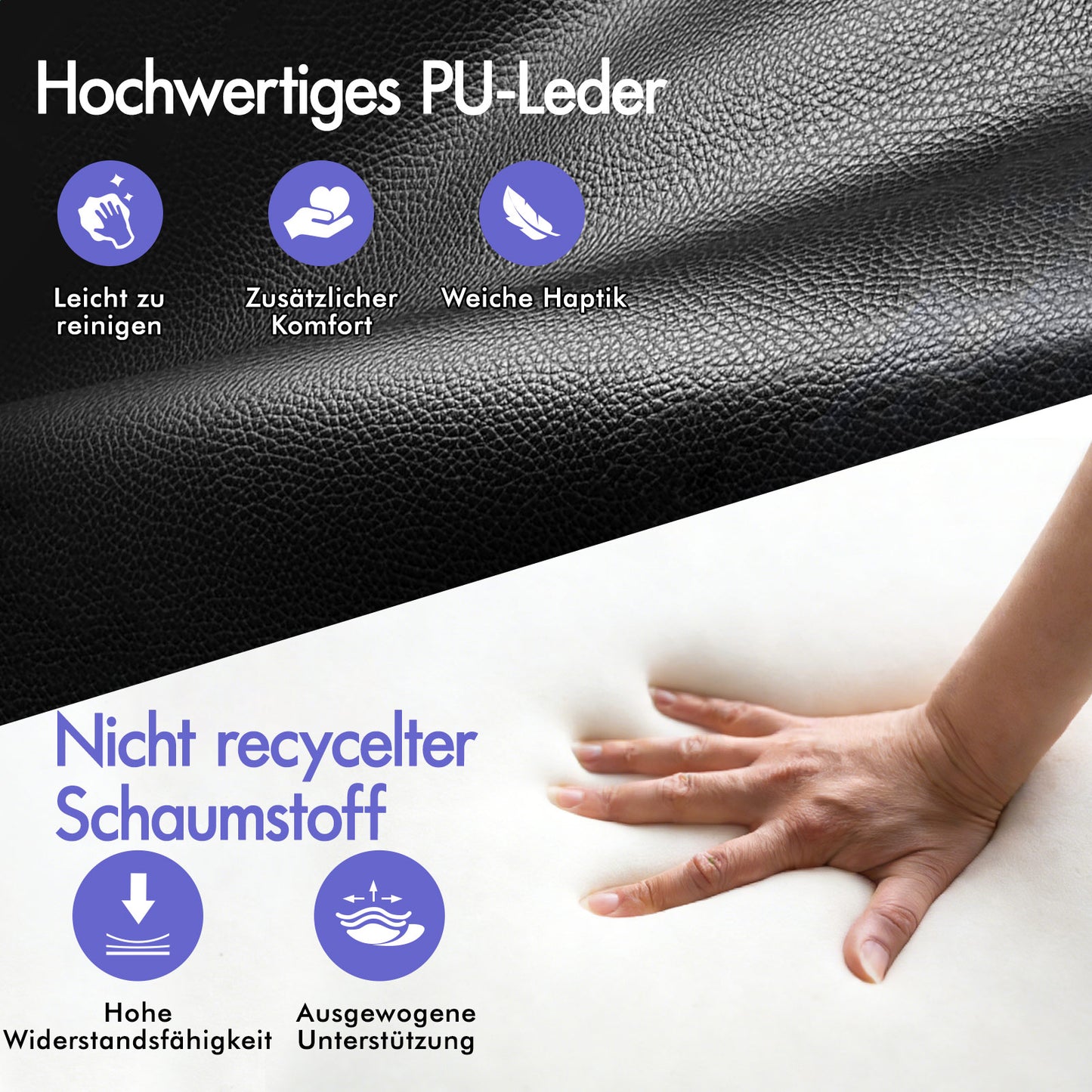 ALFORDSON Massage-Bürostuhl mit Fußstütze, Executive-Gaming-Sitz, PU-Leder